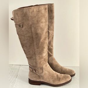 Franco Sarto Women's Tall Coley Riding Boot(Wide Calf) Sandstone Suede size 7